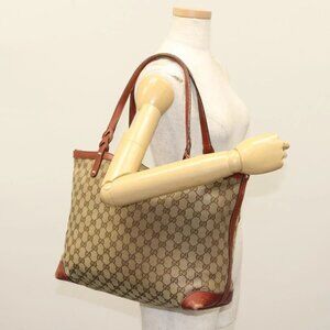 GUCCI GG Canvas Tote Bag Beige Gold 247209 Auth ep10749